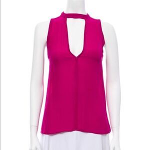 A.L.C. 100% Silk V Neck Keyhole Tank Top Blouse Sleeveless